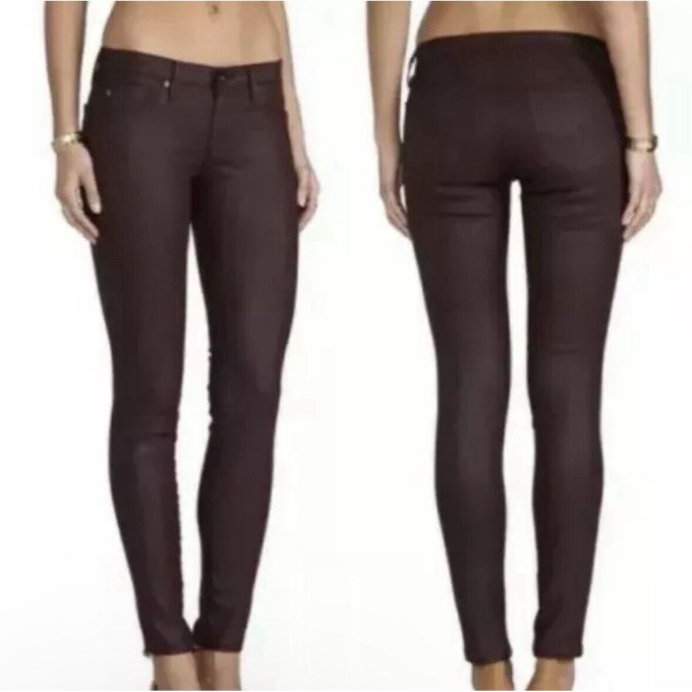 AG Adriano Goldschmied The Legging Wax Coated Jeans Skinny 30R 31X28 Leatherette
